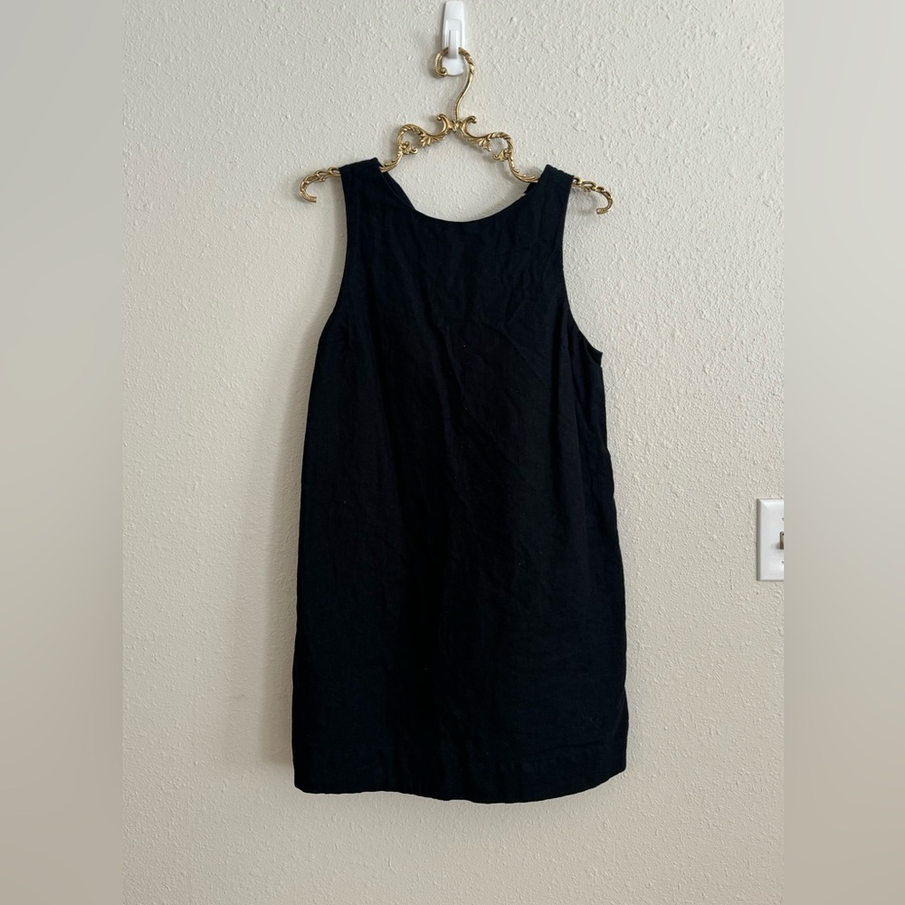 Midi black dress linen